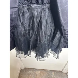Vintage 80s Zoë Ltd Black Taffeta Dropped Ruched Waist Mini Party Dress thumbnail 2