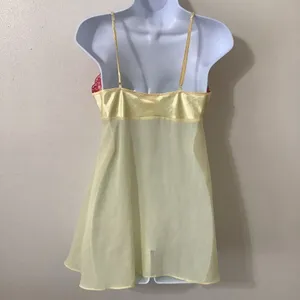Secret Treasures Y2K Babydoll Slip Small Yellow 2000s Coquette Feminine‎ Romantic Dainty Lace thumbnail 2
