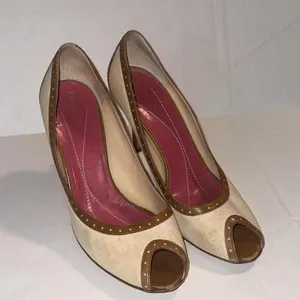 Kate Spade Preppy Peep Toe Old Money Luxury Designer Classic Pumps‎ Size 7.5M thumbnail 10