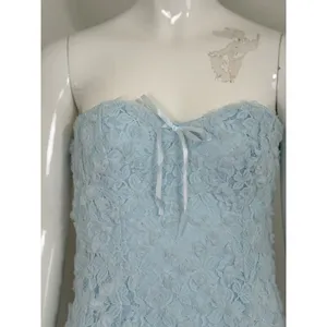 Lulus Light Blue Lace Mini Dress Strapless Backless 3D Floral Coquette NWT M thumbnail 5