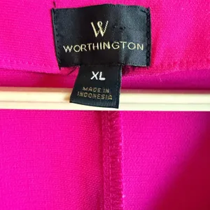 Worthington Womens XL Fuchsia Pink V-Neck Ruffle Tiered Sleeve Dress 72613-3 thumbnail 3