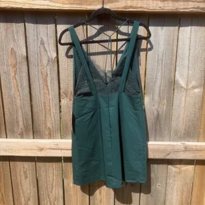 Zara Trafaluc Forest Green Lace Trim V-Neck Mini Dress Open Back NWT Size Large thumbnail 4