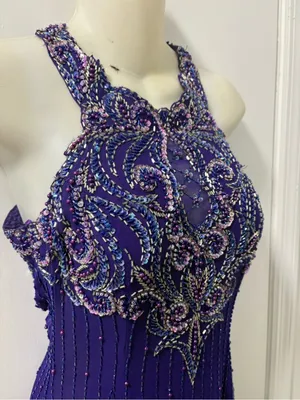 80s Alyce beaded silk maxi dress Purple Size M thumbnail 1