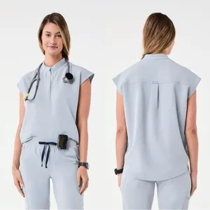 Figs Women’s Rafaela Oversized Scrub Top Shortsleeve in Gray Size XL thumbnail 2