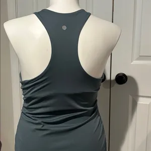 Zella athletic‎ ruched midi dress with removable cups size L slate blue color thumbnail 3