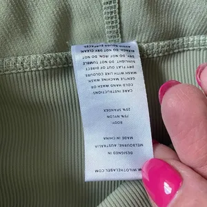 Wilo The Label Womens Ribbed High Waisted Leggings Sage Green‎ Two Tone Size S thumbnail 4
