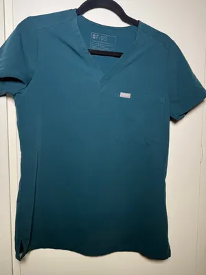 FIGS Womens Teal V-Neck Short Sleeve Scrub Top XS thumbnail 1