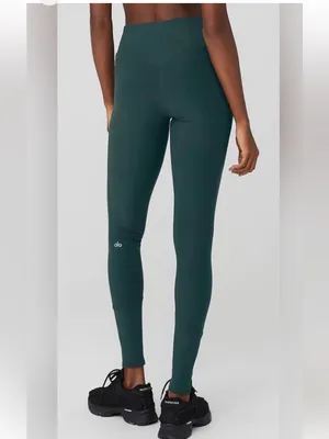 Lululemon Alo yoga High-Waist Alosoft Lounge Leggings midnight green large ribbed waist thumbnail 2