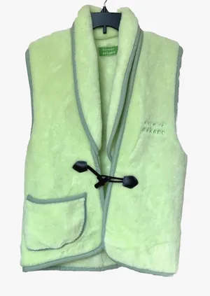Hiromichi Nakano Vest Womens Unisex Lg Neon Lime Green Cozy Quirky Eclectic Rave thumbnail 1
