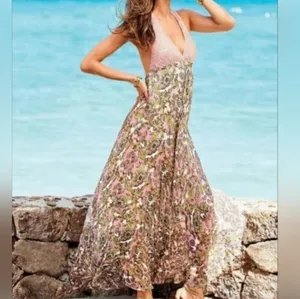 Victoria's Secret Silky Halter Maxi Floral Dress thumbnail 2