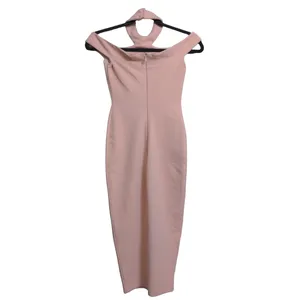 Nookie Hollywood Midi Dress Blush Pink Off the Shoulder Cutout Choker XS New thumbnail 5