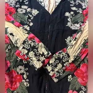 Free People Black and Pink Floral Blouse thumbnail 9