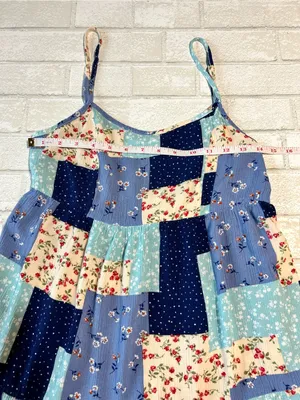 Altar’d State Patchwork Floral Sundress in Navy, Light Blue & Cream thumbnail 7