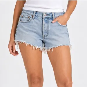 Levis 501 Original Light Denim Cut Off‎ Short High Rise Button Fly Momcore 27 thumbnail 1
