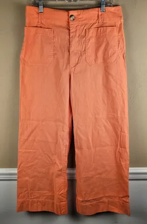 Maeve The Colette Womens Peach Linen Stretch High Rise Wide Leg Pants 33 thumbnail 1