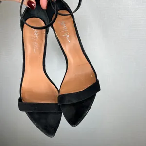 Nasty Gal Black Suede‎ Pointed Toe Stiletto Ankle Strap Heels Women's Size 10M thumbnail 2