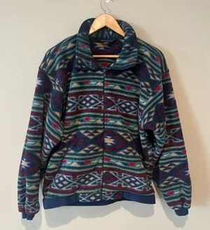LANDS’ END Women’s Long Sleeve Collared Fleece‎ Made in the USA Sz Medium 10/12 thumbnail 1
