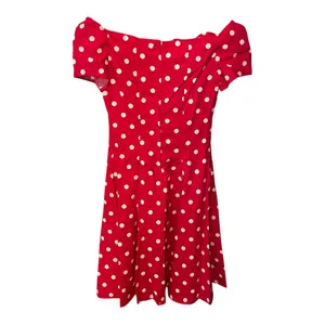 Vintage 80s/90s Red & White polka dot off the shoulder A line dress Byer Too! 5 thumbnail 2
