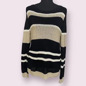 Ann Taylor Striped Open Knit Sweater Women's Medium thumbnail 2