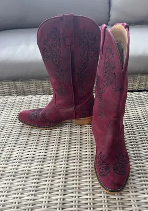 Roper Riley Scroll Embroidered Faux Leather‎ Cowboy Boots 8.5 country concert thumbnail 1