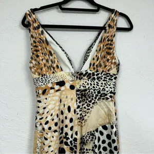 Jovani Black & Tan Animal Print Silk Patchwork Maxi Dress Womens 2 Formal Gown thumbnail 7