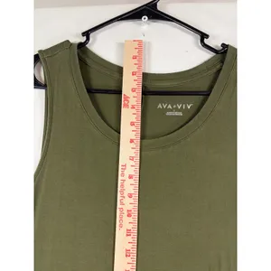 Ava & Viv Olive Green Sleeveless Swing Dress Plus Size 1X Tank Knit Scoop Neck thumbnail 6