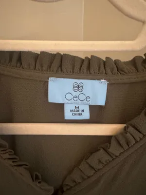 CeCe Army Green Button Down Blouse thumbnail 2