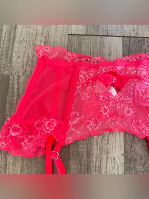 Victoria's Secret Garter Belt Small Pink W/ Bling & Lace thumbnail 2