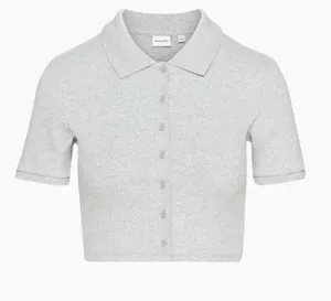 Aritzia Sunday Best Audio Top - Cropped Knit Buttondown Polo thumbnail 9