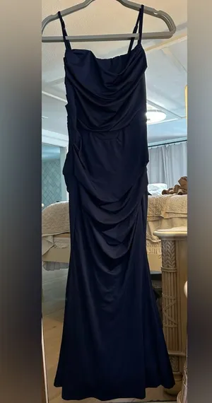 NEW BLUE Spaghetti Strap Formal Maxi Dress S thumbnail 1