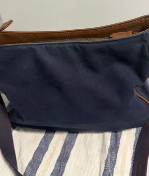 Etienne Aigner Navy Canvas Brown Trim Crossbody Bag Vintage Logo Everyday Purse thumbnail 1