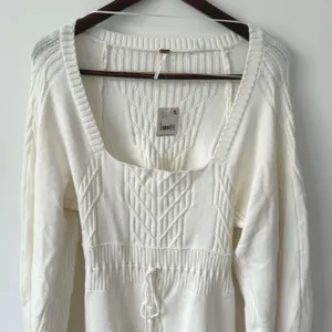 Free People Women's White Emmaline Knit Mini Sweater Dress Size‎ Large NWT thumbnail 6