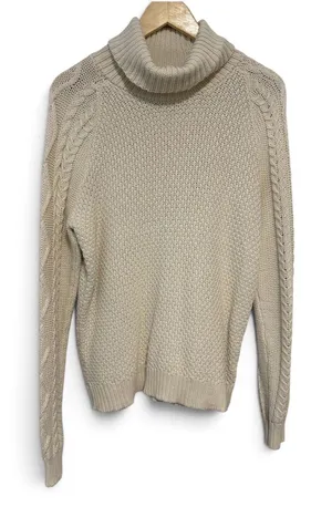 Lauren Ralph Lauren Cream Cable Knit Turtleneck Sweater XL Ivory Cotton Blend thumbnail 1