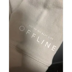 Aerie OFFLINE V-Neck Hoodie Beige‎ Living My Best Life Sleeve Graphic Size M thumbnail 5