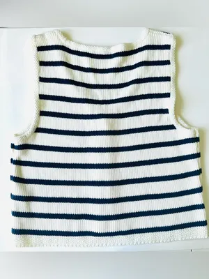 Abercrombie & Fitch Navy and White Striped Knit Tank Top Women’s‎ Sz Large thumbnail 3
