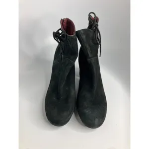 Ono Ankle Boots Womens 8M Black Excellent Suede Block Heel Lace Up N28700 CARA17 thumbnail 2