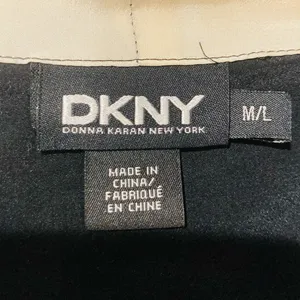 DKNY silk black & white floral & leopard print open front vest cardigan M/L thumbnail 8