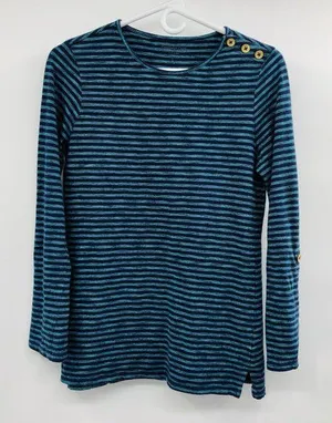Coldwater Creek Striped Top Womens S8 Used Blue thumbnail 1