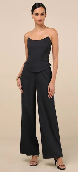Lulus Jumpsuit Polished Charisma Black Strapless Jumpsuit Tube Extra Large thumbnail 1