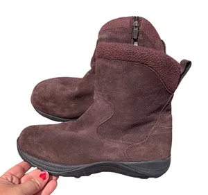 LL Bean Women's Brown Suede Primaloft Insulated Zip Winter Boots Sz 10W thumbnail 1