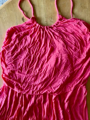 H&M Hot Pink Ruffle A-Line Maxi Dress thumbnail 2
