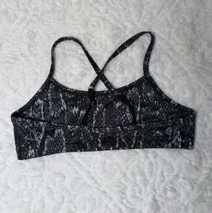 Beyond Yoga Snake Skin Criss Cross black yoga top small thumbnail 2
