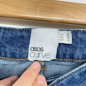 ASOS Curve High Rise Mom Jeans Womens 18 Blue Denim 90s Style Classic Zip Fly thumbnail 5