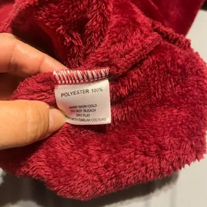 Plush Red Half-Zip Hoodie Sweater Women’s Size Large – Soft Fuzzy Pullover thumbnail 5