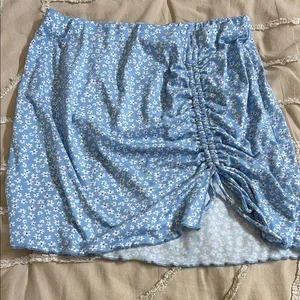 Altar'd State Blue Bubble Mini Skirt with Ruched Detail thumbnail 1
