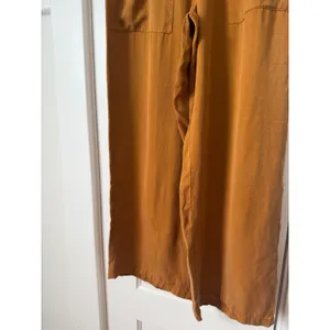 ZARA Tobacco Brown Wide Leg Paperbag Waist Cropped Pants High Rise Patch S thumbnail 5