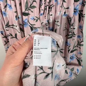 American Eagle Pink Floral Peasant Prairie Tiered Puff Sleeve Milkmaid Dress S thumbnail 3
