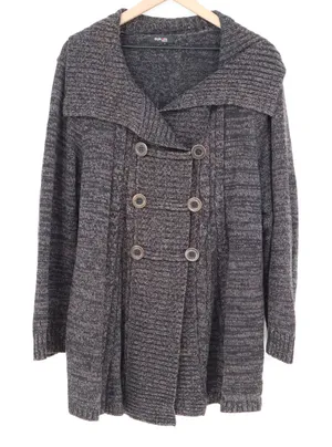 Style & Co Cardigan Woman XL Marled Shawl Collar Gray Double Breasted Good thumbnail 1