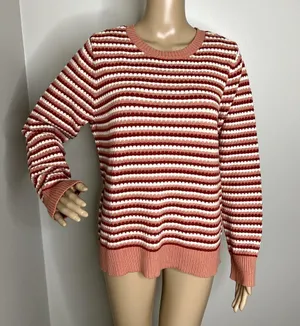 Croft & Barrow Pink Knit Striped Crewneck Sweater thumbnail 9
