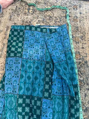 Patchwork Maxi Skirt Blue Green Boho Long Skirt Size XL thumbnail 4